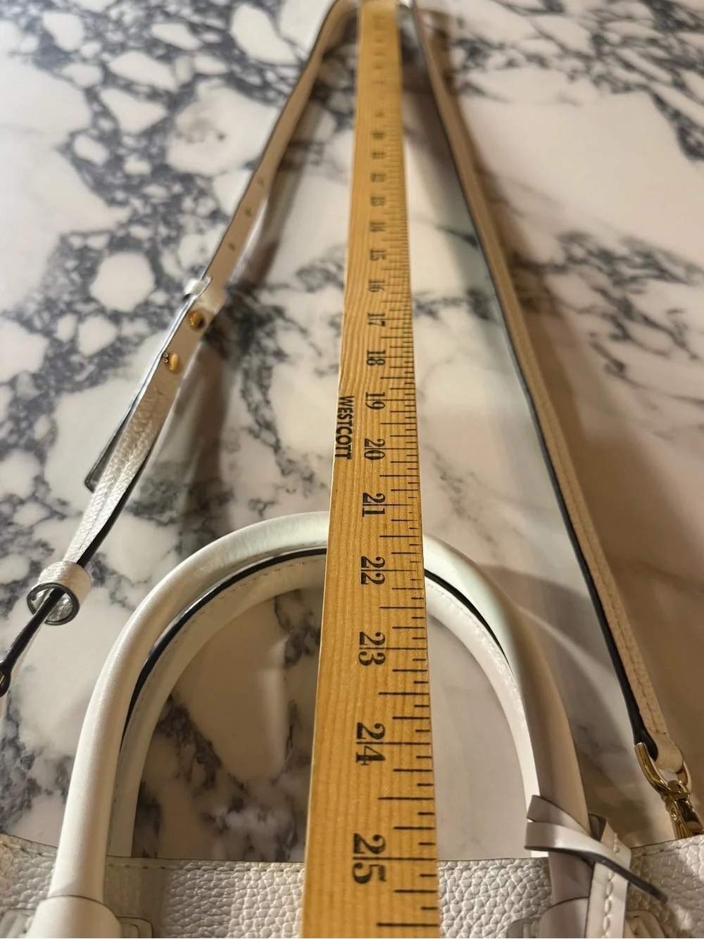 Michael Kors Mercer Medium Pebbled Leather Crossbody Bag White Gold NWOT